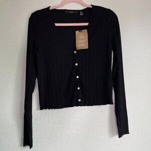 VERO MODA ribbed v-neck crop cardigan top S